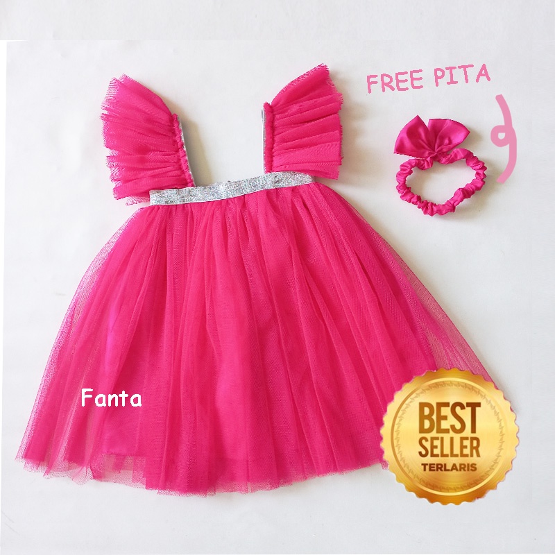 Dress Bayi Perempuan 1 Tahun Import Warna Hitam Putih Earth Tone Gaun Pesta Baby 12 Bulan - 18 Bulan Ala Korea GRATIS PITA Dress Tutu Anak Cewek Adem Bahan Soft Tulle Trend 2022 KA168