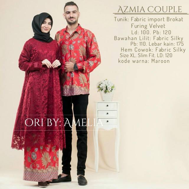 Halimah syari kebaya brokat batik set couple suami istri mewah cantik
