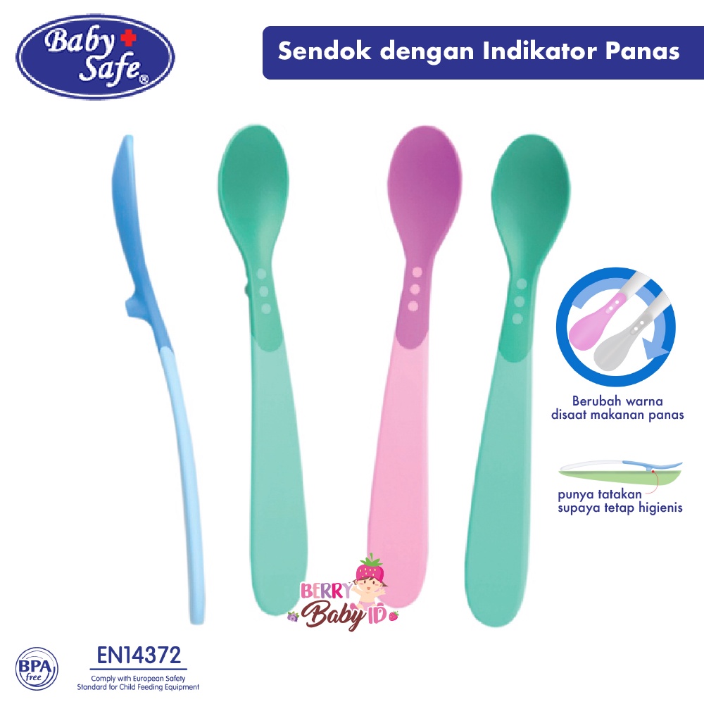Baby Safe Heat Indicator Spoon Round Square Sendok Indikator Panas 4m+ Berry Mart