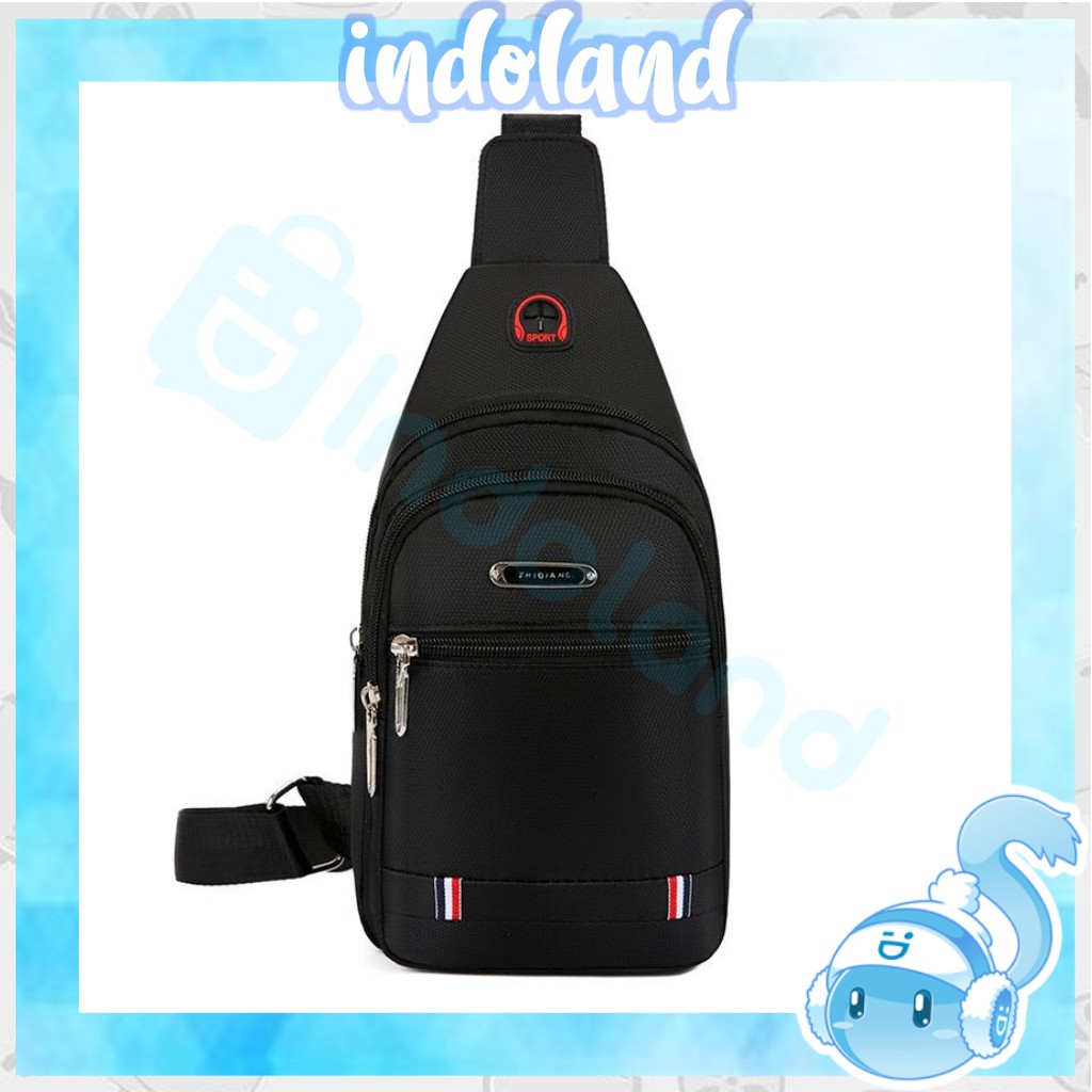 ☀ INDOLAND ☀ P074 Tas Selempang Tahan Air Kanvas Pria Slempang Sling Bag Waterproof Import Batam COD