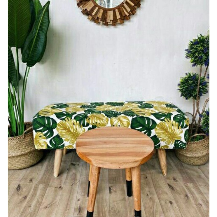 (PROMO MURSIDAH) STOOL BENCH MOTIF DAUN, STOOL PANJANG, SOFA TAMAN