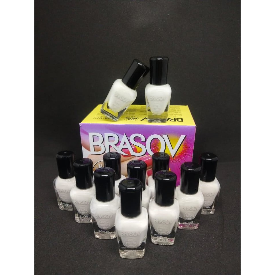 [12 PCS] KUTEK BRASOV LUSINAN ORIGINAL BPOM - GLITTER / MERAH / HITAM / BENING / PINK KUTEKS PERBOX