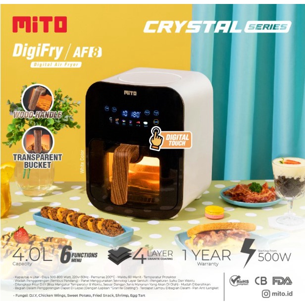 Digital Air Fryer Mito Mitochiba Digifry AF8 4 Liter Crystal AF-8 AF 8