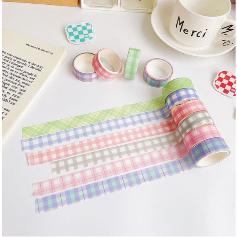 Japanese GRID Style washi tape roll / Masking tape Isolasi kertas motif GRID