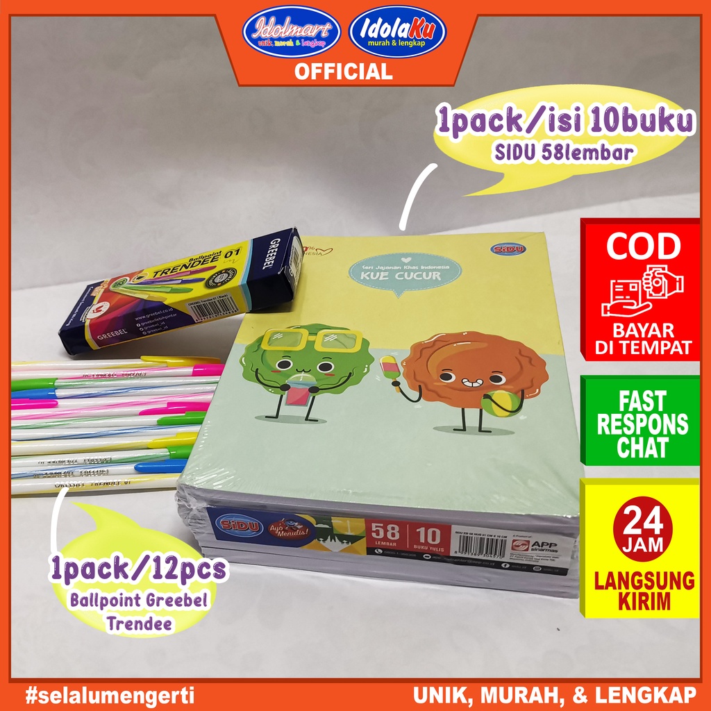 IDOLAKU Buku Tulis SIDU isi 58 Lembar Isi 10 buku Sinar Dunia ORI