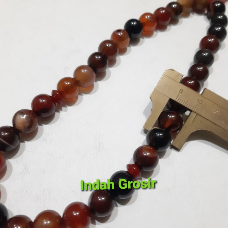 Tasbih Batu Akik Sulaiman Madu 12Mm 33Butir Original