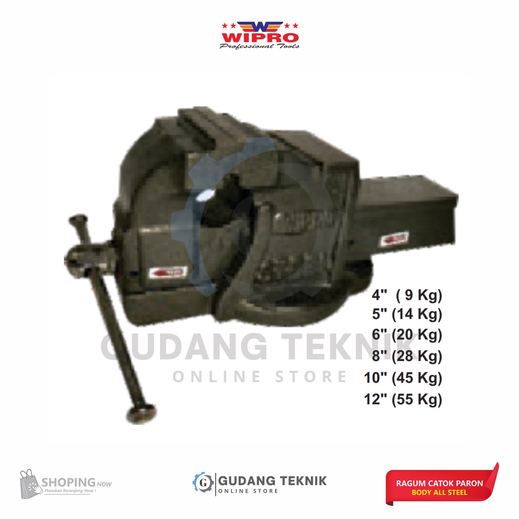 Catok Paron BODY ALL STEEL 6&quot; WIPRO U-301 R6 / Ragum Paron Body Besi 6 Inch WIPRO U301R6 - Tanggem Besi WIPRO U 301 R6