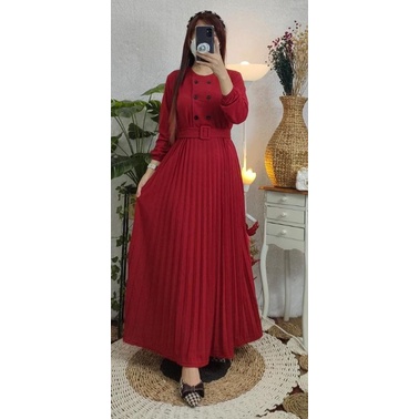 Gamis Plisket Murah Longdress plisket Murah Elpeka Fashion