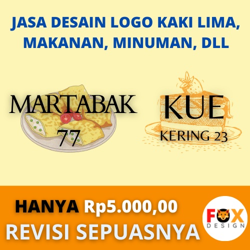 

Jasa desain logo kaki lima, makanan, minuman, dll (free request desain dan revisi sepuasnya)