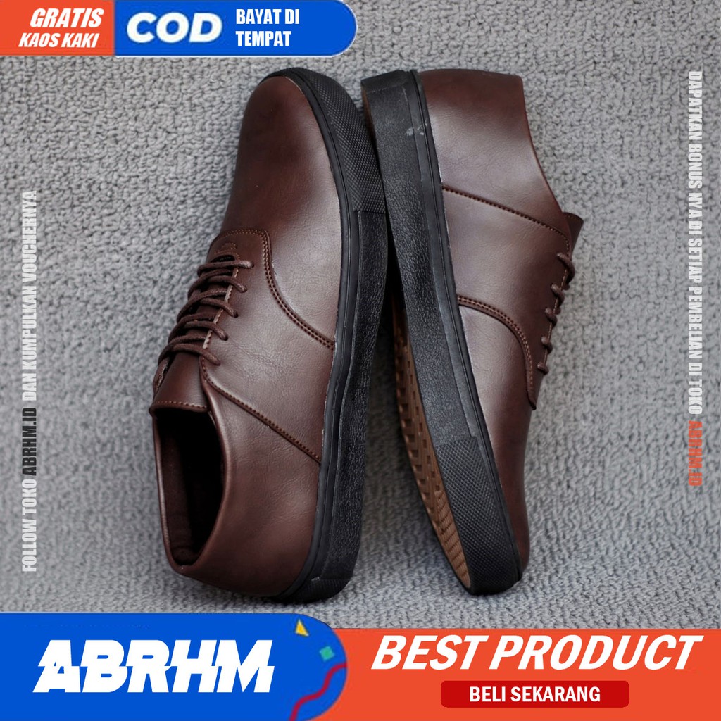 ABRHM x AUTHEN Sepatu Kasual Pria Sepatu Pria Casual Sneakers Kulit Pu Ori Cowo/Cowok Sepatu Kerja Kantor Semi Formal Kuliah Kondangan Gaya keren Kekinian Murah Terlaris