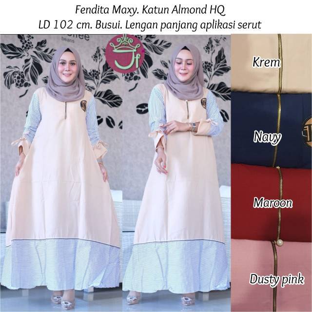 Grosir Gamis fendi katun almon mix salur