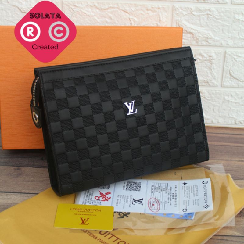 Handbag kulit import Mono Damier / Clutch pria wanita