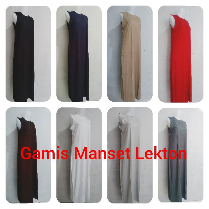 Manset Gamis polos inner lengan panjang lekton kutung buntung tanpa lengan spandex rayon super premi