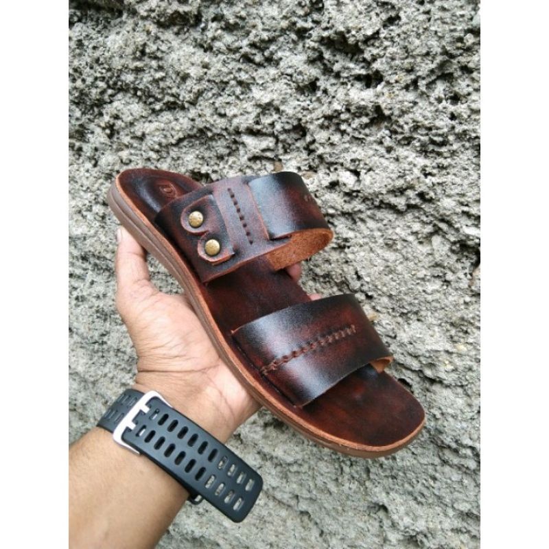 COD!!! SANDAL SELOP PRIA KULIT ASLI 100% SOL KARET TPR ANTI SLIP/TIDAK LICIN