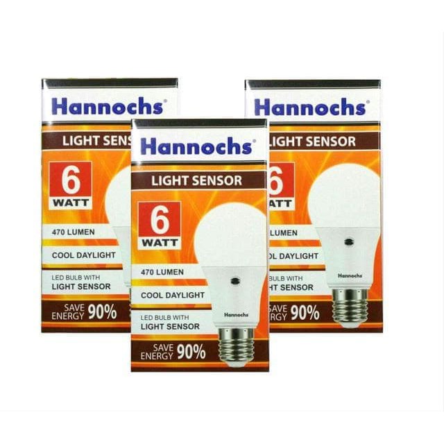 GARANSI 1 TAHUN !! HANNOCHS LIGHT SENSOR LED 6 watt dan 9 watt Lampu Sensor Cahaya