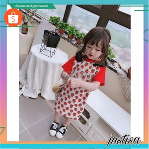 Promo !! Dress simply many stroberi 9bln-1th  / Dress Anak perempuan Import / Baju Anak Imut