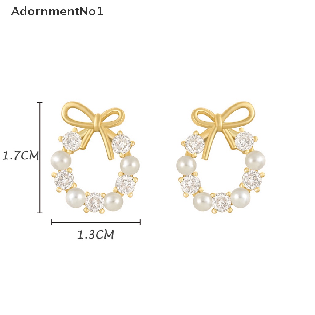 (AdornmentNo1) Anting Tusuk Gantung Bentuk Lingkaran Aksen Pita + Mutiara Imitasi Untuk Wanita