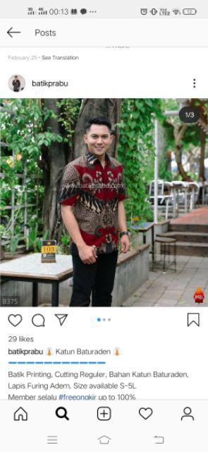 Kemeja Batik Prabu Bahan Katun Baturaden Reguler Fit B375