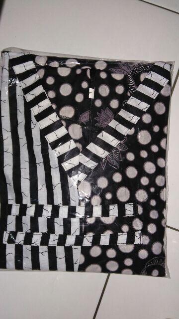 Couple Batik Tunik Ziggy Polkadot Abu