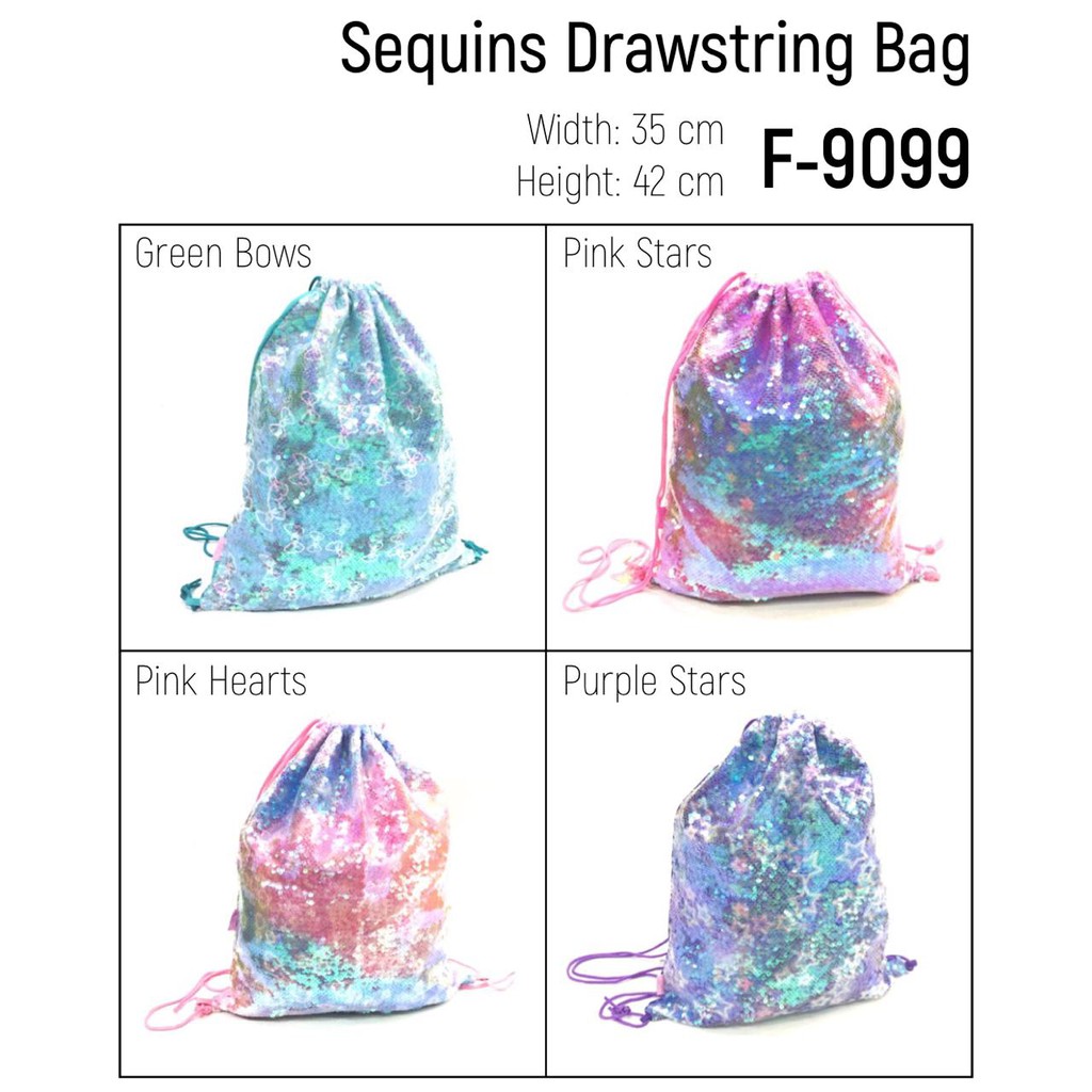 Skoola Tas Serut Sequin Manik Unicorn Mermaid 1127 Backpack Justice Alike