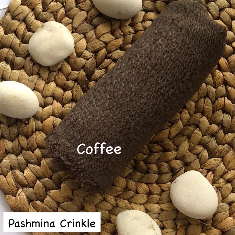 PASHMINA CRINKLE CRIMP COTTON SHAWL HIJAB PASMINA CRINKLE RAWIS  KUSUT Factory Outlet FAME ladyfame-Coklat tua/Cocho