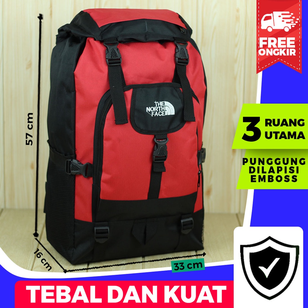 Tas Ransel Gunung Besar The North Face Merah Back Pack Out Door Pria Hiking Travelling Trendy Keren