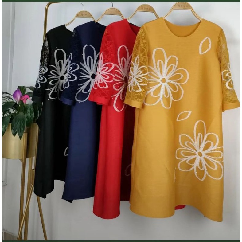 dress plisket premium / dress plisket batik/ dress plisket kerah / dress plisket motif/ dress pliske