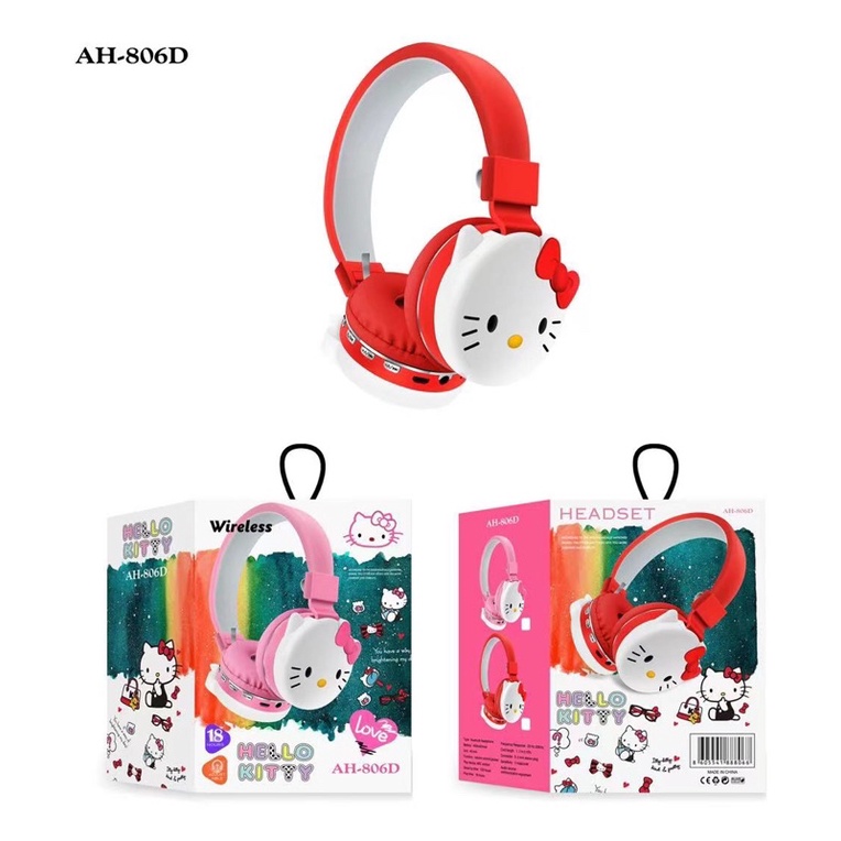 HEADPHONE  BLUETOOTH KARAKTER HELLOKITTY / LILO STICH /KUMBANG AH-806/RABBIT 807K