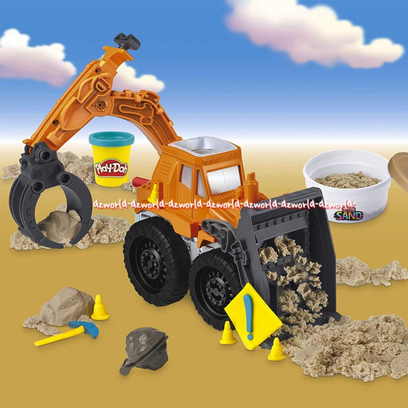 Play-Doh Wheels Front Loader Mainan Lilin Playdoh Mobil Bulldoser Tambang Pasir Mobil Capitan