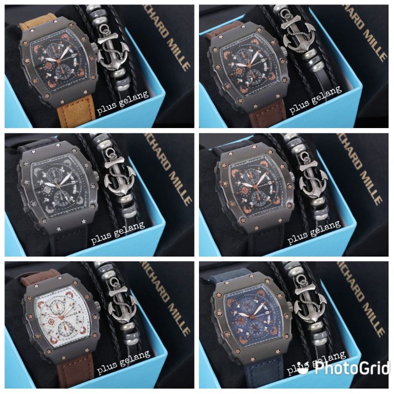 RMMG01~GJ/Jam Tangan Fashion Pria Tali Kulit Free Gelang Jangkar