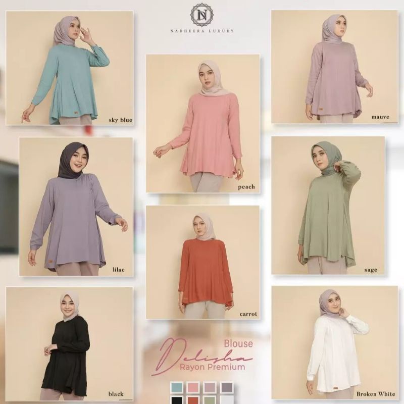 BL103| DELISHA BLOUSE by Nadheera Luxury [NEW - ND Plain Series] Blus Nadheera Luxury