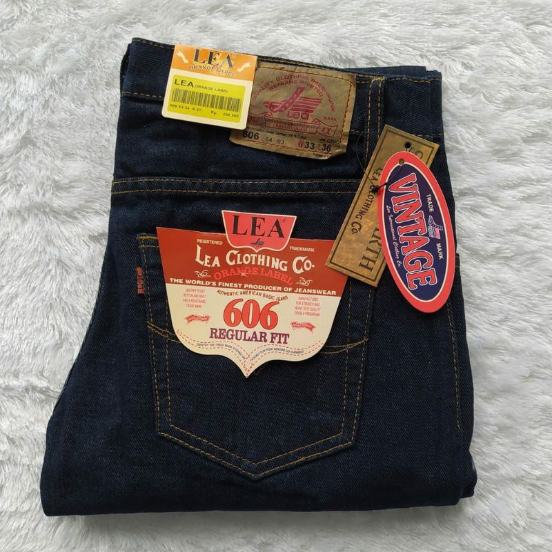 Celana Jeans Lea 606 Pria Panjang Standar Reguler Original Warna Hitam Garment Stone Blitz Size 28 S