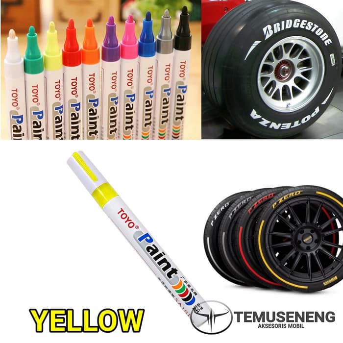 Kuning Spidol Ban Warna Roda Mobil Motor Toyo Paint Marker Ori Karet