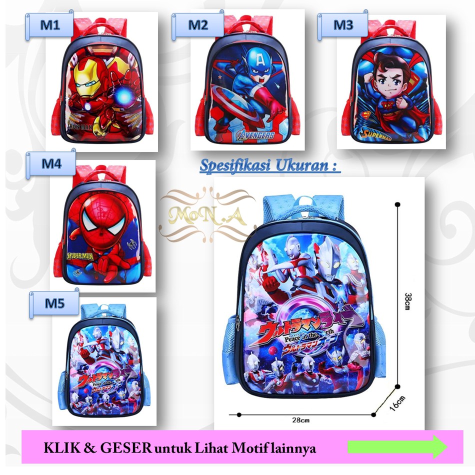 Tas Ransel Anak sekolah Backpack karakter cewek dan cowok R910 -M0168