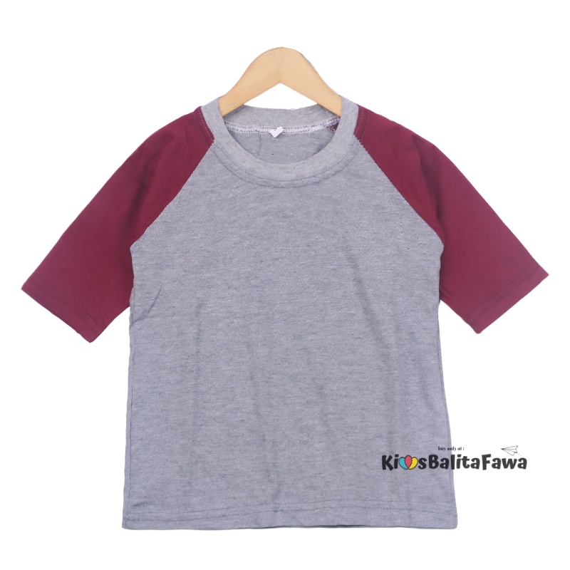 Kaos Reglan POLOS uk Bayi - 8 Tahun / Baju Lengan Panjang 3/4 Anak Laki Perempuan Atasan Oblong Murah