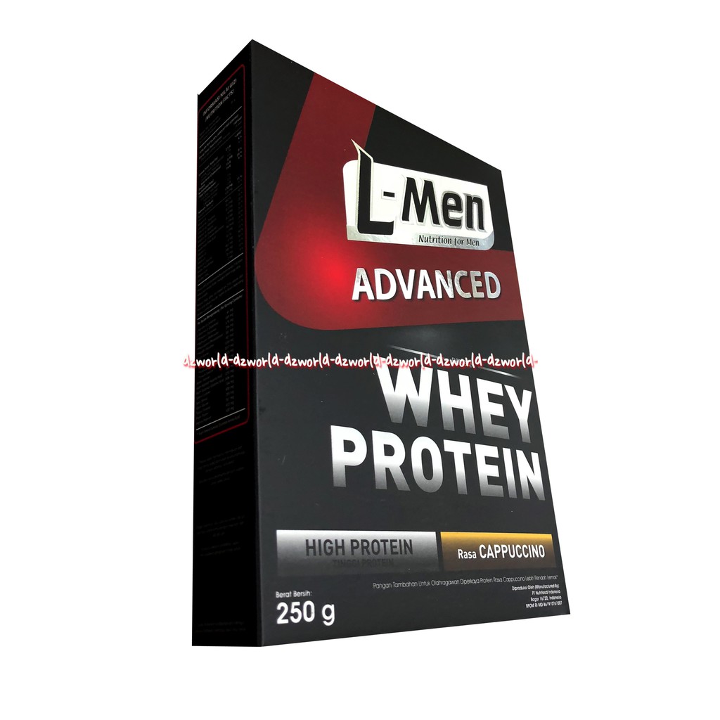 L-Men Advanced 250gr Whey Protein High Protein Rasa Cappucino Lmen Susu Nutrisi Untuk Pria Cowok Agar Lebih Berotot Fitnes L men Bubuk Rasa Coklat Late Kapuccino Kemasan Merah