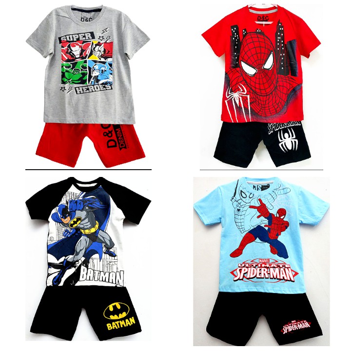 RESTOK Setelan Baju  Anak  Cowok Laki  Laki  Superhero 