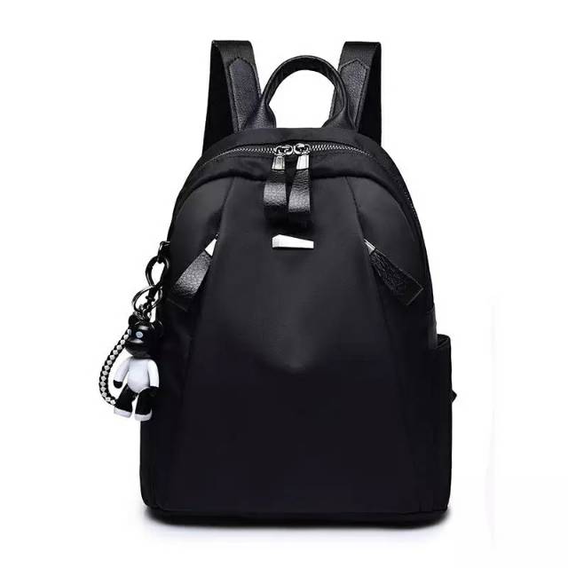 TAS RANSEL ANTI AIR BACKPACK WANITA HITAM  MOTIF POLOS KOREA KULIAH SEKOLAH KERJA TA126B5 STEIN-2