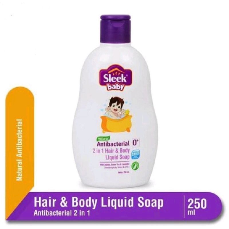 SLEEK BODY WASH SABUN BADAN&amp;RAMBUT BABY ANTIBACTERIAL 2 IN 1 HAIR &amp; BODY Liquid Botol Foamy Wash Pouch Refill 250ml