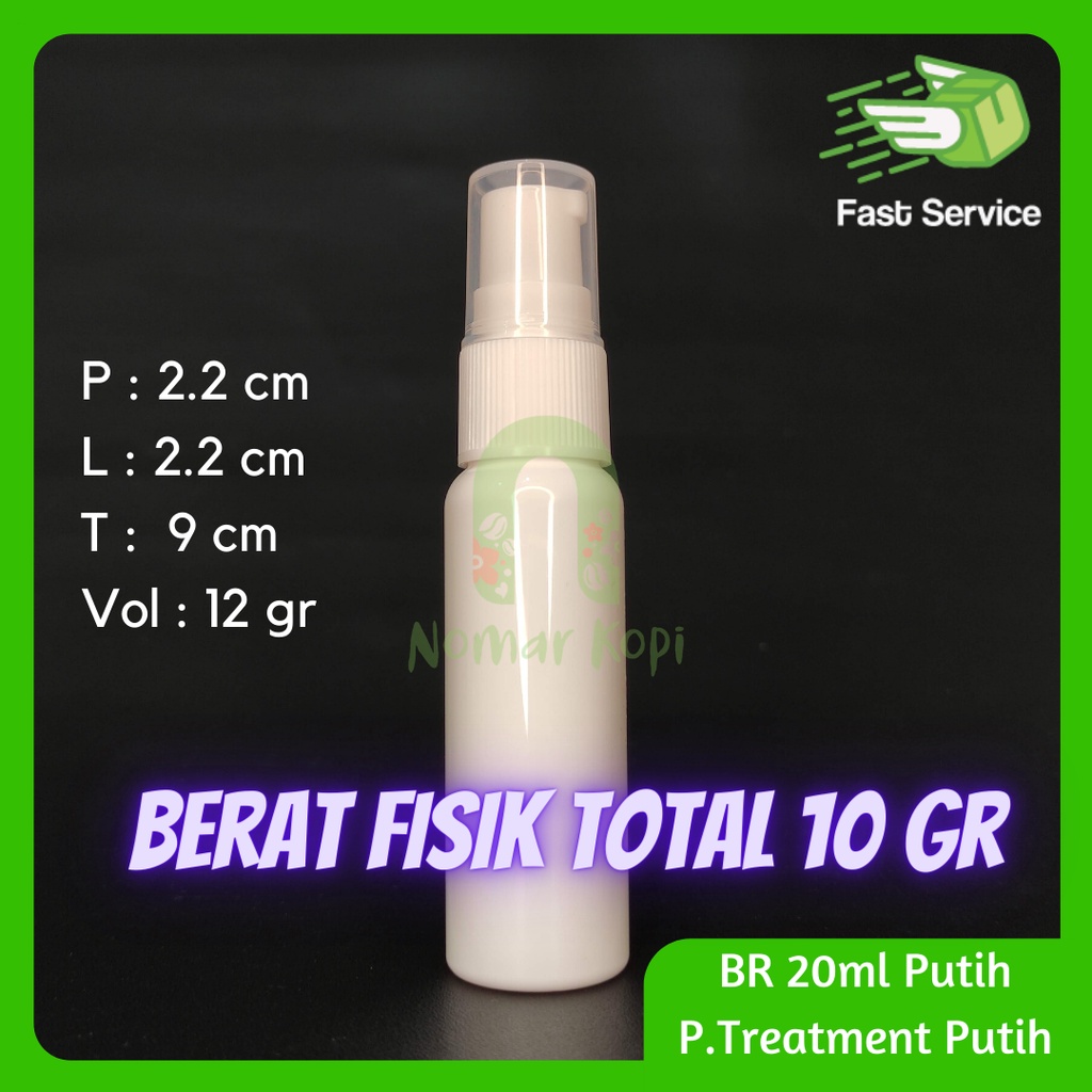 BOTOL 20ML PUTIH PUMP TREATMENT PET TEBAL SERUM KOSMETIK
