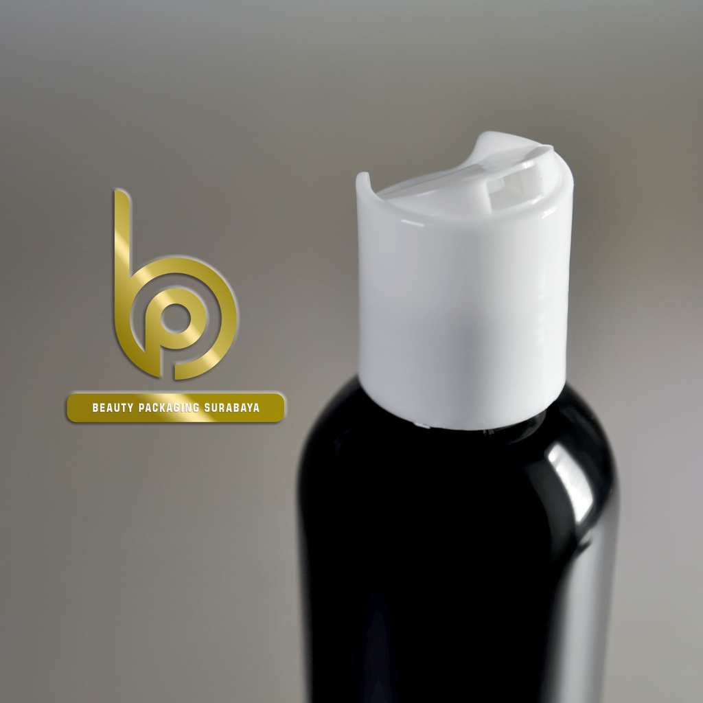 Botol Plastik PET 60ml BR Hitam Tutup Presstop