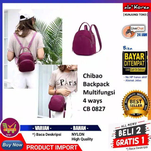 EL12 TAS RANSEL PUNGGUNG Backpack WANITA Import CHIBAO ORIGINAL / TAS CEWEK MULTIFUNGSI BUAT SANTAI