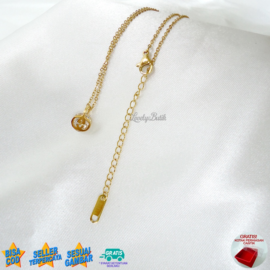 Lovelybutik -  Kalung Titanium Wanita Asli Anti Karat Win4 Kalung Anti Luntur Korea Model Terbaru Bonus Kotak Perhiasan