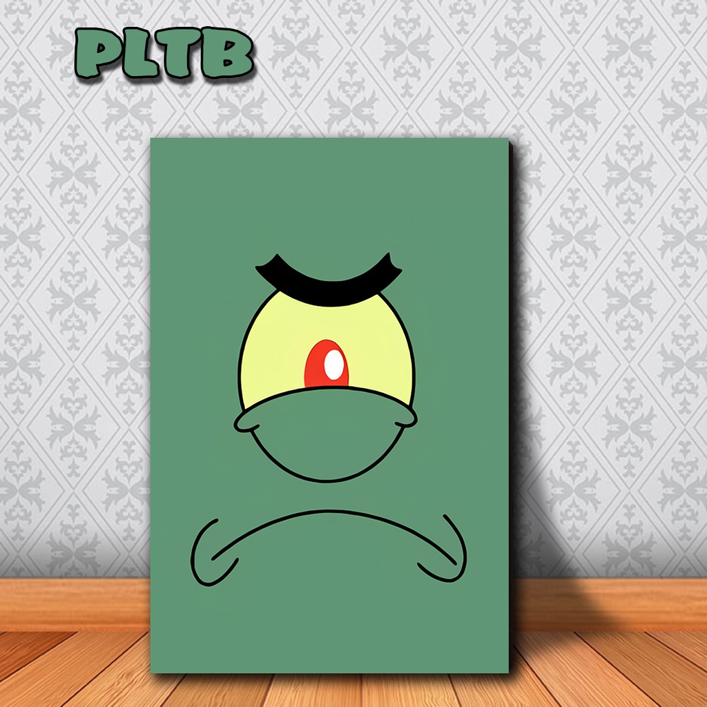 poster dinding plankton spongebob poster kayu dekorasi kamar anak