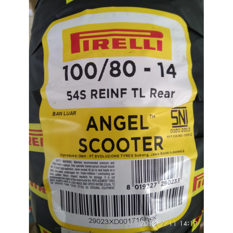 Ban Pirelli Angel Scooter Uk 100/80 ring 14 Ori