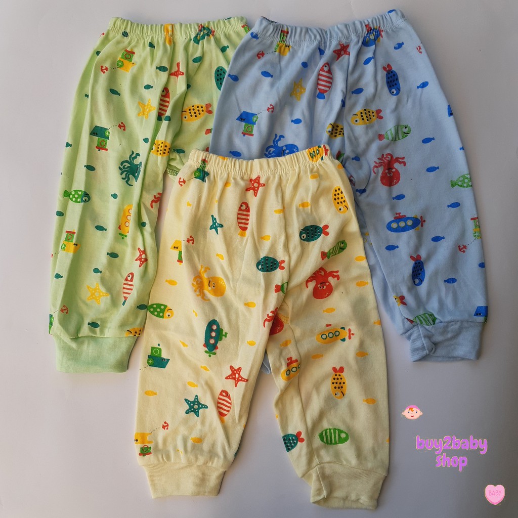 Celana panjang bayi Abiy Baby Motif Warna Size S isi 6 PCS