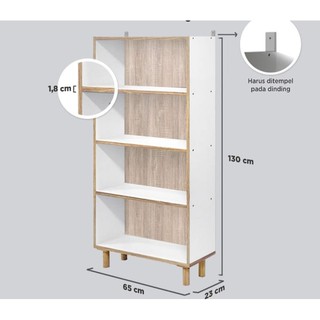 Rak Buku Book Cabinet Kayu  Olahan  Minimalis Ekonomis 4 Rak 