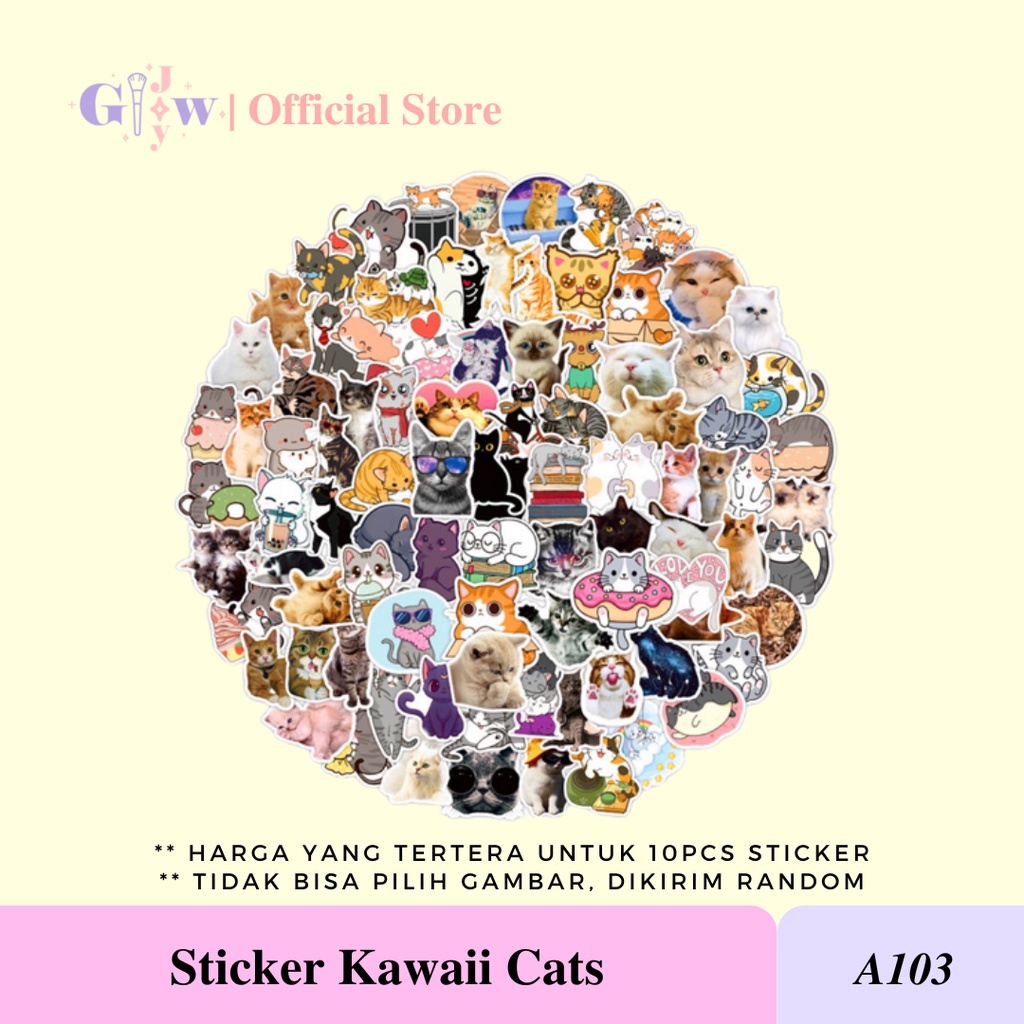 A103 STICKER 10PCS (KAWAII CATS) anti air notebook scrapbook label tempel motif kartun superhero super hero unik lucu atk alat tulis kantor murah viral termurah kartun komputer leptop handphone hp smartphone koper laptop tembok kulkas disney anime kucing