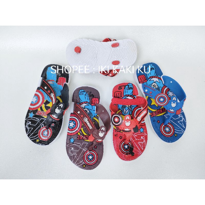 CITCIT 558 AVENGERS SANDAL JEPIT IMPORT CAPTAIN AMERICA ANAK COWO LAKI NEW KARET LENTUR RINGAN