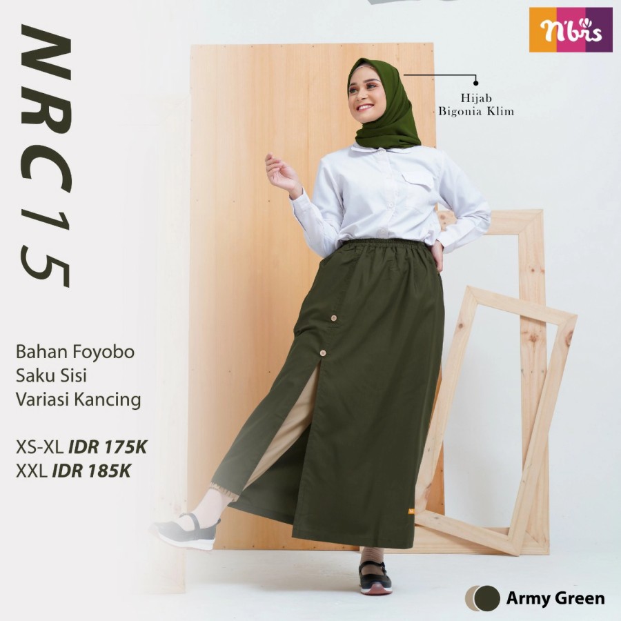 ROK CELANA NIBRAS - ROK CELANA WANITA NRC 15 ARMY GREEN BAJU BUSANA MUSLIM WANITA BAWAHAN MUSLIMAH B